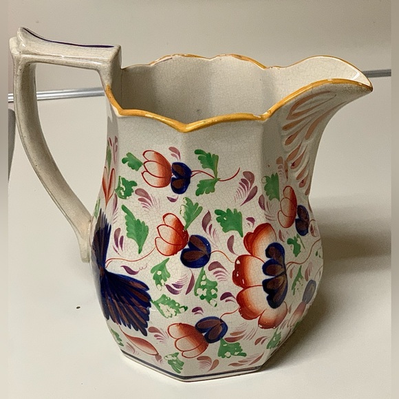 19th Century Antique Gaudy Welsh Grape Pattern Hand Painted Luster Pitcher Jug - Picture 5 of 16